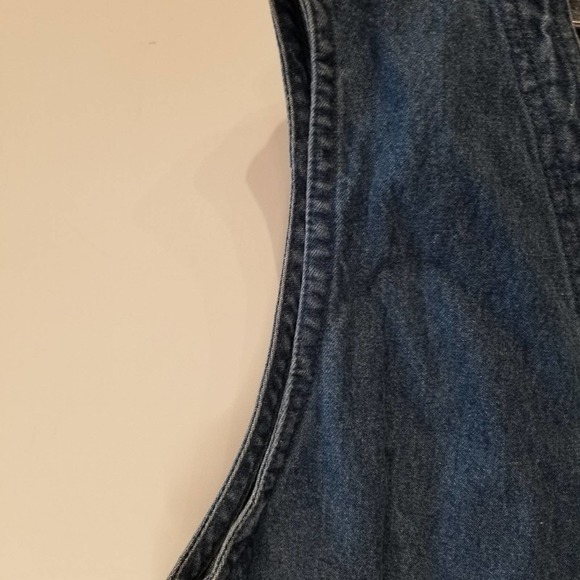 VintageVintage 90's New Denim Vest Women's Long Jean Vest Western Blue Pockets L - Picture 8 of 11